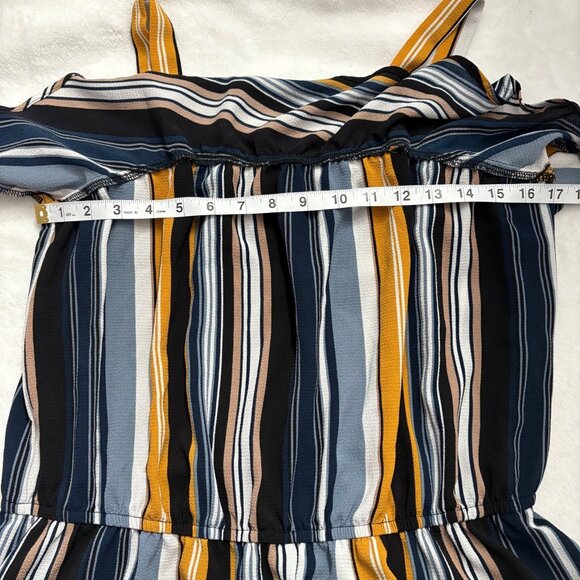 Womens No Boundaries Wide Leg Striped Lightweight Ruffle Jumpsuit Multicolor XXL - Picture 8 of 10